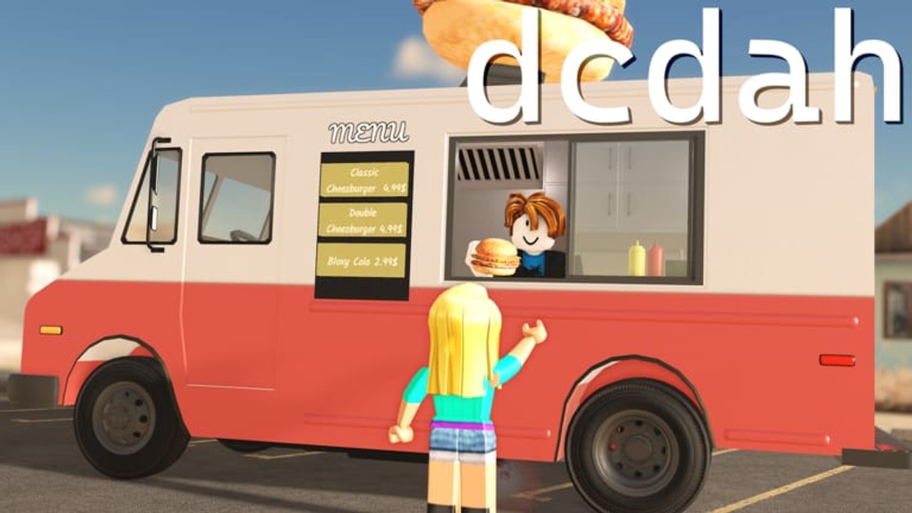 Official Drive Cars Down A Hill food truck scene with a player ordering at the window